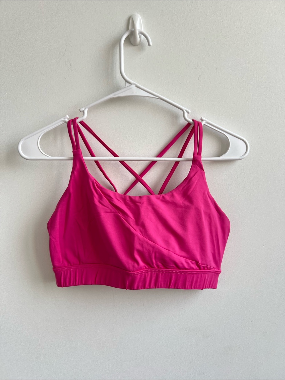 Women's Strappy Hot Pink Sports Bra